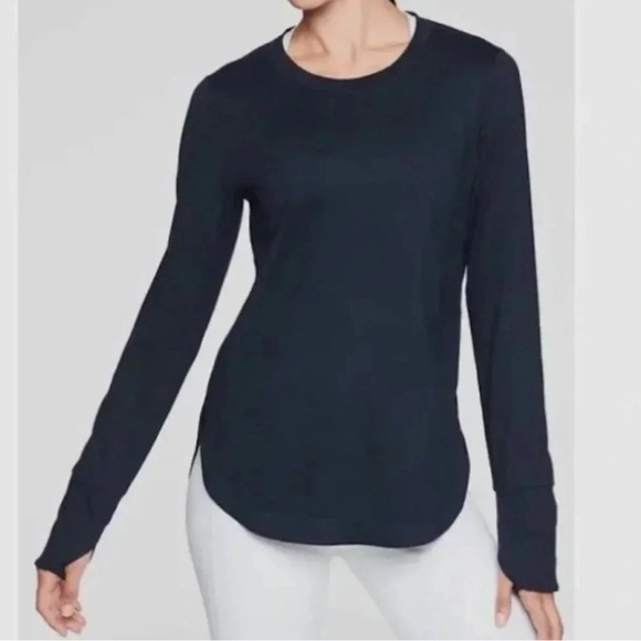 Lot of 2 Athleta Uptempo long sleeve tops shirts tunic blue navy gray - Picture 2 of 9